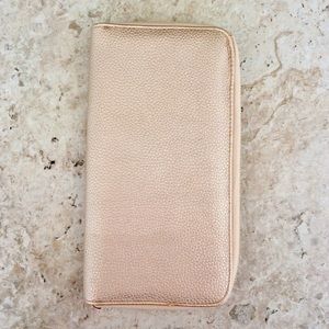 Rose Gold Faux Large Leather Wallet-NWOT